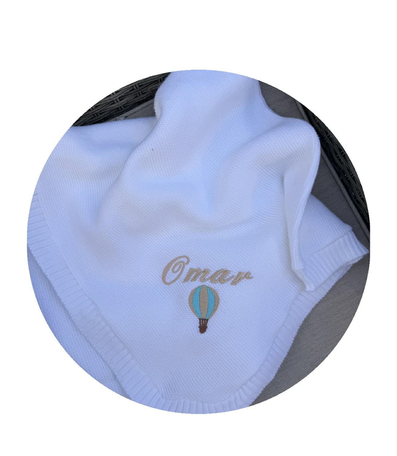 Couverture tricot montgolfière